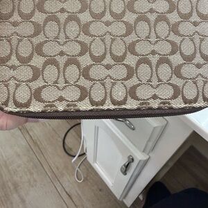 Coach Signature Brown and Cream Jewelry case